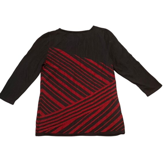 Dana Buchman Womens M Black & Red Striped Top - Picture 6 of 6